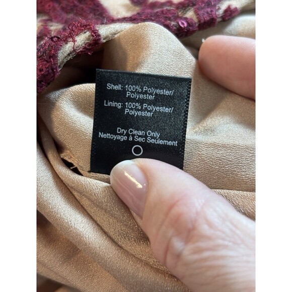 Dress the Population Maxi Dress Fleshtone Burgundy Red Sequins Large - Picture 10 of 12